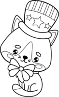 Patriotic cat outline drawing png