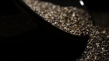 Bowl with chia seeds food rotating with a intimate light video