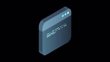Source code isometric animation. Abstract programming language and program code on a screen. Motion graphic. Transparent background with alpha channel video