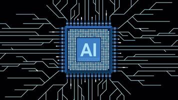 Artificial intelligence micro chip animation. Quantum computing. Digital technology artificial intelligence concept design. Abstract futuristic hitech style. Transparent background with alpha channel video