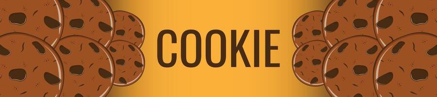 Frame of cookie banner. Gingerbread cookies with chocolate drops vector