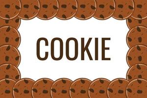 Frame of cookie banner. Gingerbread cookies with chocolate drops vector