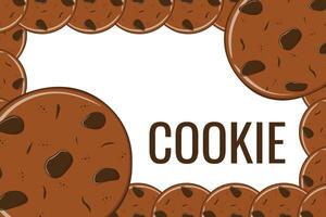 Frame of cookie banner. Gingerbread cookies with chocolate drops vector