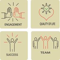 Altruism and benevolence icons set vector