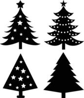 Christmas tree icon. Set of black christmas tree icons on white background illustration. vector