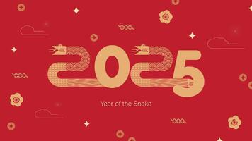 Chinese New Year 2025, Year of the Snake, zodiac. Chinese New Year banner template with snake and traditional patterns. Minimalistic style. Numbers in the form of snakes vector