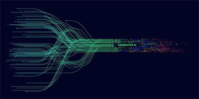 Illustration of abstract stream information. Big data, technology, AI, data transfer, data flow, , large language model, ai brain background vector
