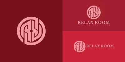 Abstract initial circle letters R or RR logo in soft red color isolated on multiple background colors. The logo is suitable for beauty services logo design illustration inspiration templates. vector