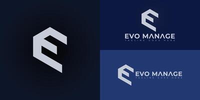 Abstract initial letters hexagon EV or VE logo in blue-white color isolated on multiple background colors. The logo is suitable for business and consulting logo design illustration inspiration vector