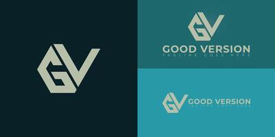Abstract initial letters GV or VG logo in gold color isolated on multiple background colors. The logo is suitable for business and consulting logo design illustration inspiration templates. vector