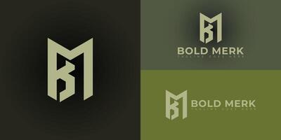 Abstract initial hexagon letters BM or MB logo in soft green color isolated on multiple background colors. The logo is suitable for adventure brand logo design illustration inspiration template vector