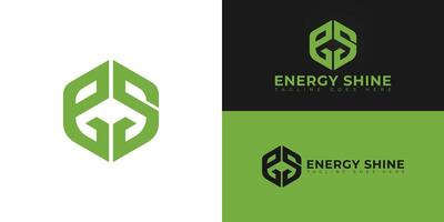 Abstract initial hexagon letters ES or SE logo in green color isolated on multiple background colors. The logo is suitable for shipment and logistic logo design illustration inspiration vector