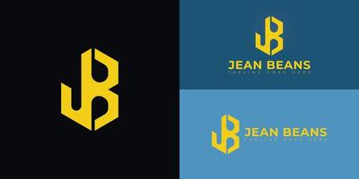 Abstract initial hexagon letters JB or BJ logo in yellow color isolated on multiple background colors. The logo is suitable for personal brand logo design illustration inspiration templates. vector