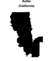 Sutter County, California blank outline map vector
