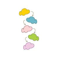 Clouds doodle set. Hand drawn illustration isolated on white background. Simple infographic design in the form of clouds connected by arrows vector