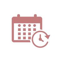 Calendar with clock icon on background for graphic and web design. Simple calendar sign. Internet concept symbol for website button or mobile app vector
