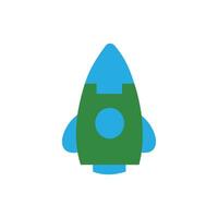 Rocket icon in flat style. Spaceship illustration on white isolated background. Startup business concept. Flat design style modern illustration. vector