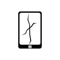 Broken screen smartphone icon. Flat illustration of broken screen smartphone icon for web design. Technology design element in the form of a smartphone with a cracked screen vector