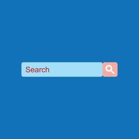 Search bar, search engine illustration. Flat design of web page with search bar on blue background vector