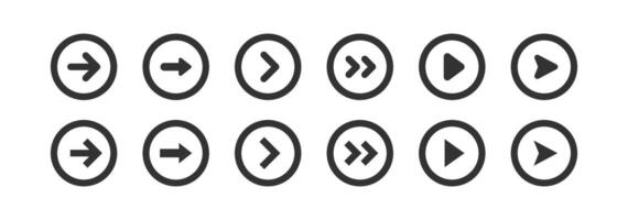Arrow icon set. Direction pointer. Next button. Interface cursor. vector