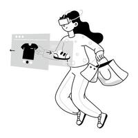 Check this doodle mini illustration of vr shopping vector