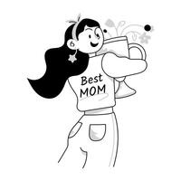 Scalable doodle mini illustration of best mother vector