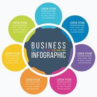Circle Infographic design 7 steps, objects, options or elements business information template vector