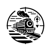 Passenger train in silhouette style with perspective view. illustration. vector