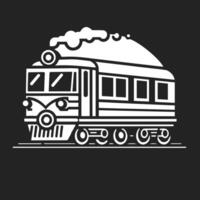 Black silhouette retro train engine with large coal smoke graphic design vector