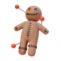 3d render illustration of voodoo doll with stitches and pins. 3d illustration design for web site mobile app or brand png