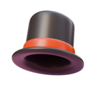 3d render illustration of black magician hat with a red ribbon. Magic element. 3d illustration design for web site mobile app or brand png