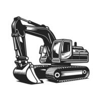 Excavator silhouette with transparent background, illustration suitable for laser cutting, cut, and craft projects vector