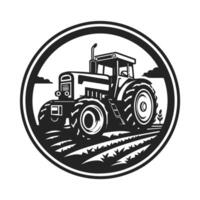 A tractor black isolated on a white background, A farm Tractor Silhouette vector