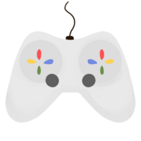 a white game controller with a colorful controller png