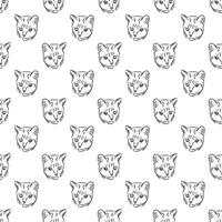 Cat in doodle style. Simple seamless pattern. illustration. vector