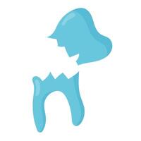 Caries. Broken diseased tooth in flat style. illustration isolated on white background. vector