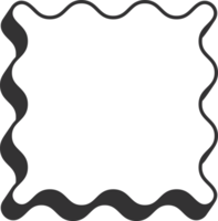 Wavy rectangle frame. Scallop edge box. Squiggle wavy border. Groovy zigzag abstract shape. Cute square aesthetic banner. png