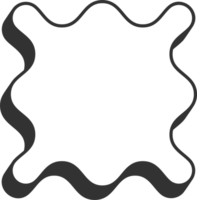 Wavy border frame. Square scallop edge box. Retro cute rectangle shape. Squiggle groovy aesthetic decorative design with shadow. png