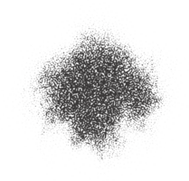 Halftone dotted shape. Stipple blob. Noisy abstract design element with grainy shadow texture. Random organic fluid. png