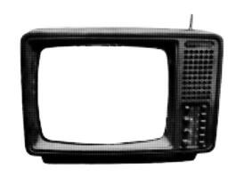 Vintage TV halftone collage element with retro dotted texture. Cut out from magazine old television with transparent display for copy space. illustration isolated on transparent background vector