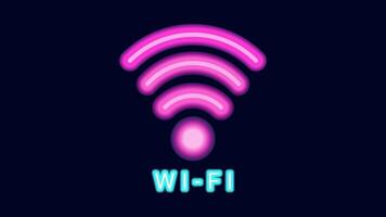 WiFi symbols neon effect dark background. Waves Wi Fi signal icon. Internet connection modern technology. Design web page billboard banner. illustration. vector