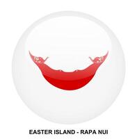 EASTER ISLAND - RAPA NUI flag button on white background vector