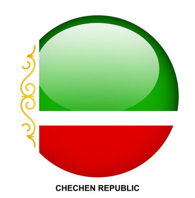 CHECHEN REPUBLIC flag button on white background