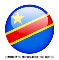 DEMOCRATIC REPUBLIC OF THE CONGO flag button on white background vector