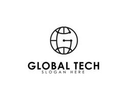 Tech globe or global tech logo with tech lines and earth globe merged creatively vector