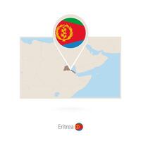 Rectangular map of Eritrea with pin icon of Eritrea vector
