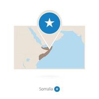 Rectangular map of Somalia with pin icon of Somalia vector
