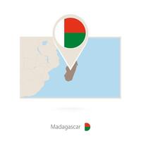 Rectangular map of Madagascar with pin icon of Madagascar vector