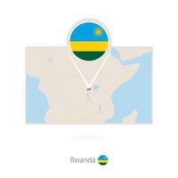 Rectangular map of Rwanda with pin icon of Rwanda vector