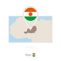 Rectangular map of Niger with pin icon of Niger vector